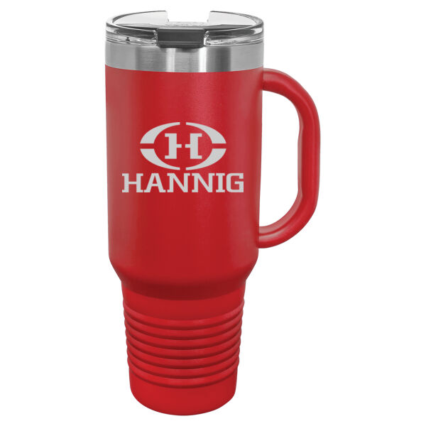 Hannig Logo Engraved on a Polar Camel® - 40 oz. Travel Mug with Handle, Straw Included Thumbnail