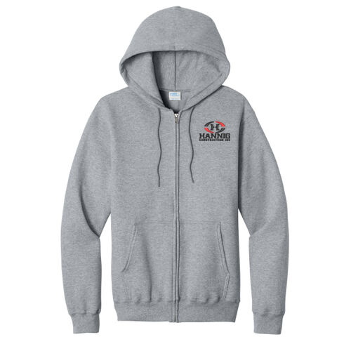 Hannig Construction Logo Embroidered on a Port & Co. ® - Core Fleece Full Zip Hooded Sweatshirt Thumbnail