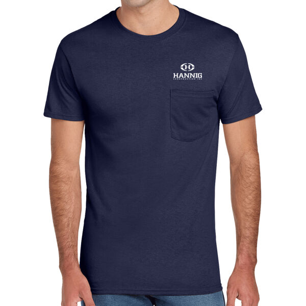 Hannig Construction - Left Chest & Full Back on a - Dri Power ® 50/50 Cotton/Poly Pocket T Shirt Thumbnail